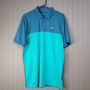 Nike Golf Dri-Fit Standard Fit Golf Polo Short Sleeve Shirt Blue/Green Men's MD